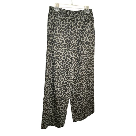 House of Harlow Wide Leg Pants Leopard Print High Rise Olive Womens Size M NWT - Picture 2 of 4
